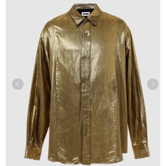 Magliano Marx bomber shirt shacket size M color Gold metallic pockets mspr 590